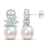 Thumbnail Image 0 of Cultured Freshwater Pearl & Natural Aquamarine Earrings 1/8 ct tw Diamonds 14K White Gold