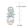 Thumbnail Image 1 of Cultured Freshwater Pearl & Natural Aquamarine Earrings 1/8 ct tw Diamonds 14K White Gold