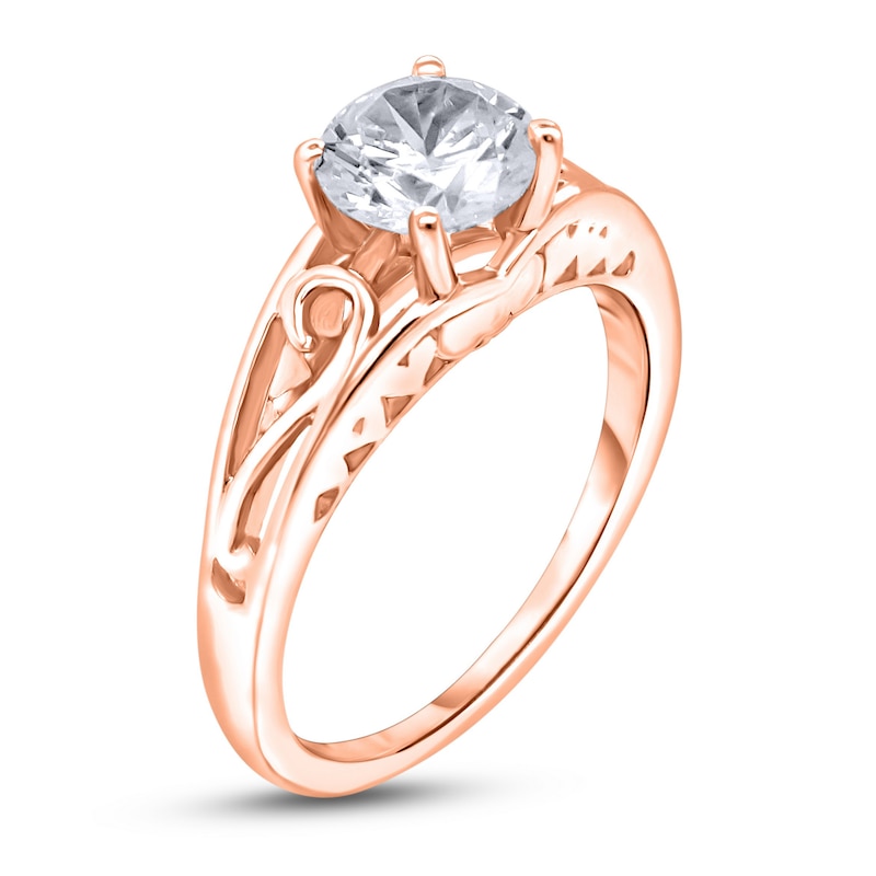Main Image 2 of Diamond Solitaire Scroll Engagement Ring 1/4 ct tw Round 14K Rose Gold (I2/I)