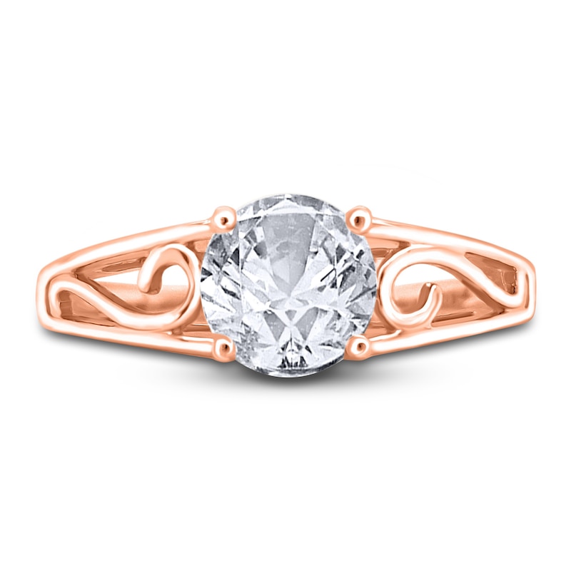 Main Image 3 of Diamond Solitaire Scroll Engagement Ring 1/4 ct tw Round 14K Rose Gold (I2/I)