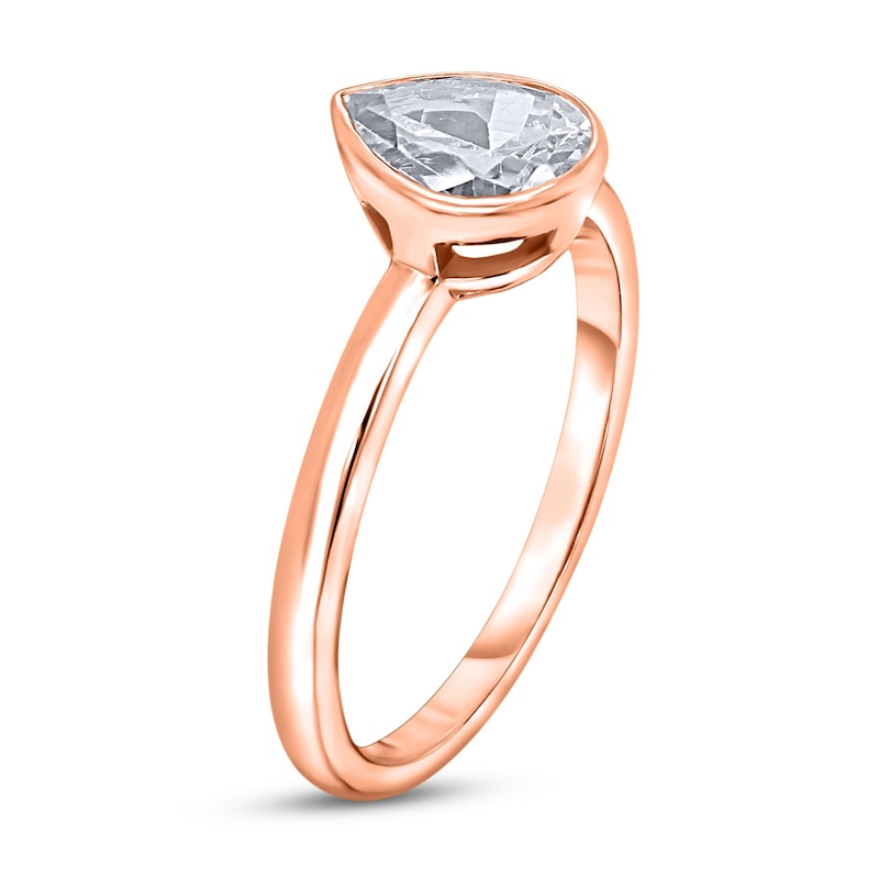 Main Image 2 of Diamond Solitaire Engagement Ring 3/4 ct tw Bezel-Set Pear-cut 14K Rose Gold (I2/I)