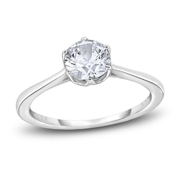 Diamond Cathedral Solitaire Engagement Ring 3/4 ct tw Round 14K White Gold (I2/I)