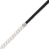 Thumbnail Image 2 of 1933 by Esquire Men's Black Leather & Freshwater Cultured Pearl Bracelet Sterling Silver 8.75"