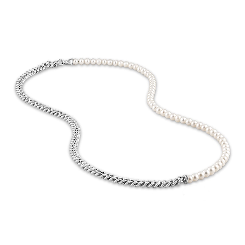 1933 by Esquire Men's Freshwater Cultured Pearl Curb Necklace Sterling Silver 28"