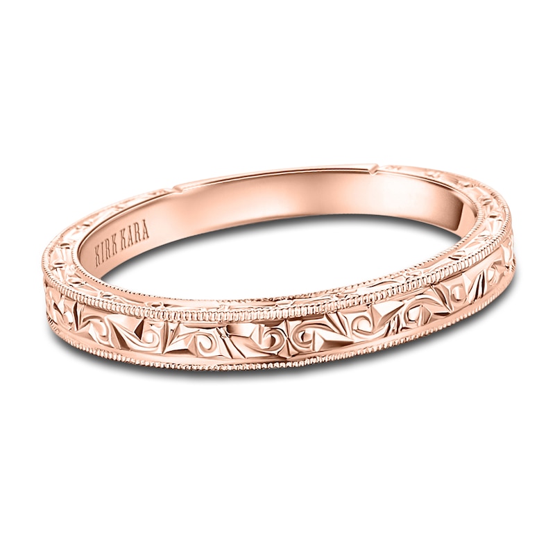 Main Image 1 of Kirk Kara Engraved Milgrain Wedding Band 18K Rose Gold