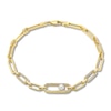 Cultured Freshwater Pearl Clip Bracelet 1/4 ct tw Diamonds 10K Yellow Gold 7.25"