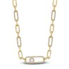 Thumbnail Image 1 of Freshwater Cultured Pearl Clip Necklace 3/8 ct tw Diamonds 10K Yellow Gold 18"