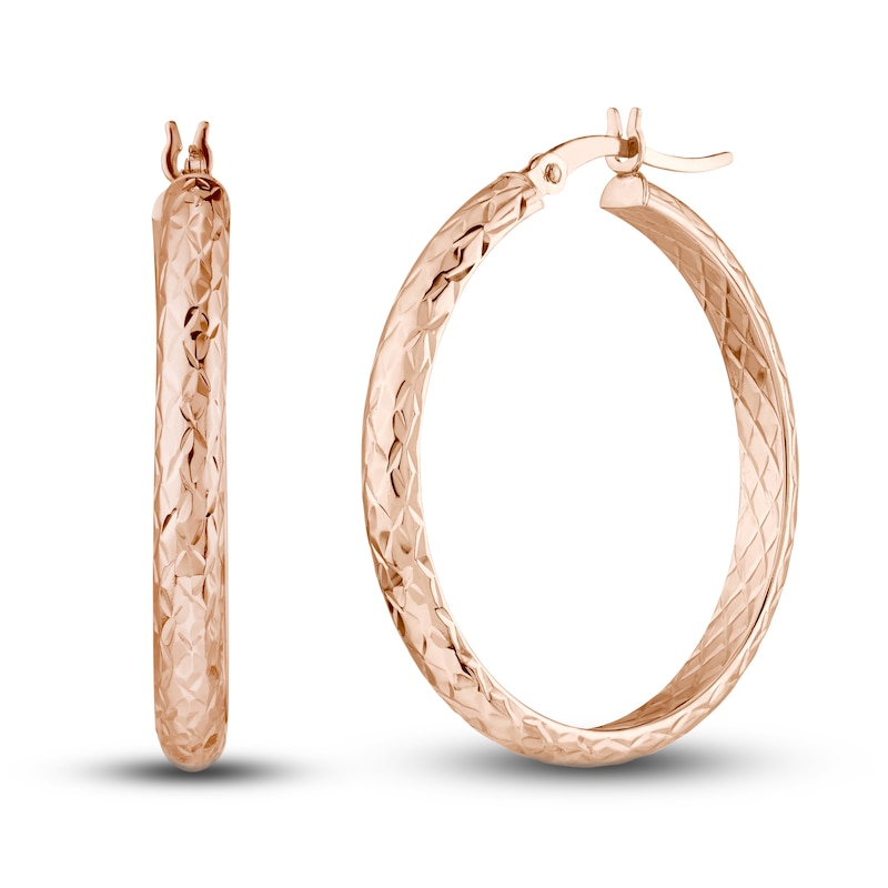 Main Image 1 of Diamond-Cut In/Out Hoop Earrings 14K Rose Gold 30mm