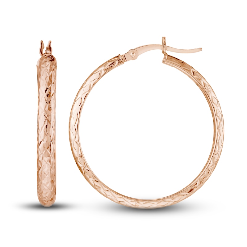 Main Image 2 of Diamond-Cut In/Out Hoop Earrings 14K Rose Gold 30mm