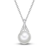 Thumbnail Image 1 of Freshwater Cultured Pearl Pendant Necklace 1/20 ct tw Diamonds 10K White Gold 18&quot;