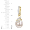 Thumbnail Image 2 of South Sea Cultured Pearl Dangle Earrings 1/2 ct tw Round 14K Yellow Gold