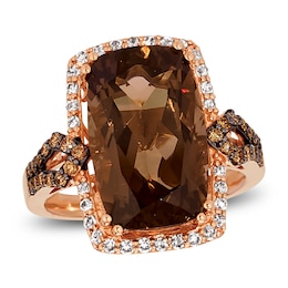 Le Vian Natural Chocolate Quartz Ring 1/2 ct tw Diamonds 14K Strawberry Gold
