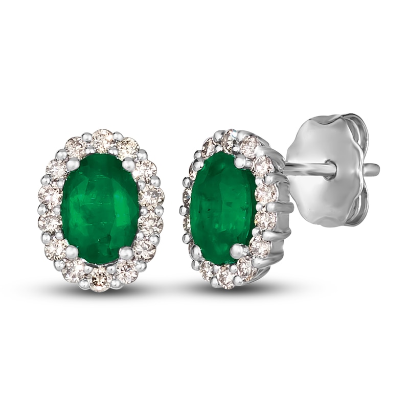Le Vian Natural Emerald Stud Earrings 1/4 ct tw Diamonds 14K Vanilla Gold