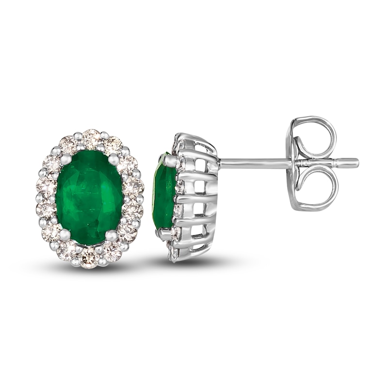 Le Vian Natural Emerald Stud Earrings 1/4 ct tw Diamonds 14K Vanilla Gold