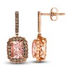 Thumbnail Image 2 of Le Vian Natural Morganite Dangle Earrings 1/2 ct tw Diamonds 14K Strawberry Gold