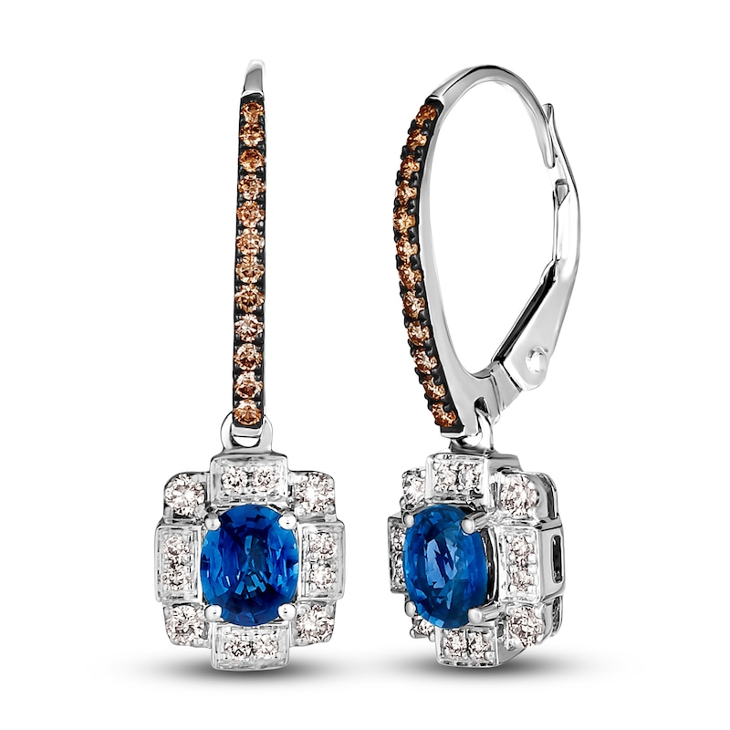 Le Vian Natural Blue Sapphire Dangle Earrings 1/3 ct tw Diamonds 14K Vanilla Gold
