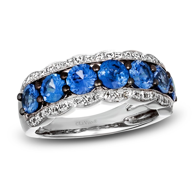Main Image 1 of Le Vian Natural Blue Sapphire Ring 1/3 ct tw Diamonds 14K Vanilla Gold