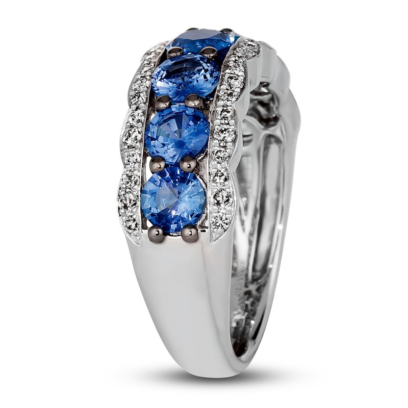 Main Image 4 of Le Vian Natural Blue Sapphire Ring 1/3 ct tw Diamonds 14K Vanilla Gold