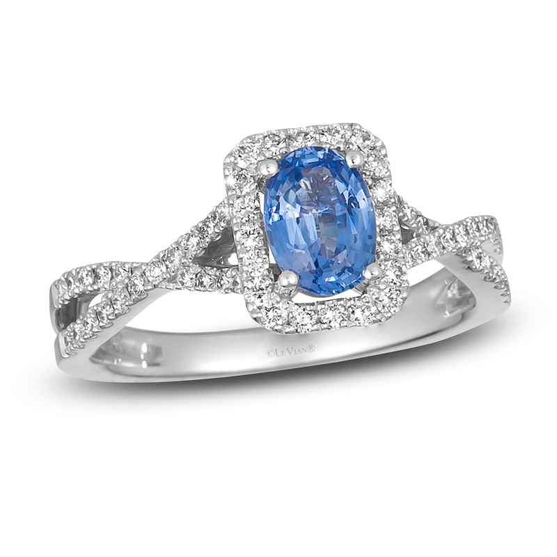 Le Vian Natural Blue Sapphire Ring 1/3 ct tw Diamonds 14K Vanilla Gold