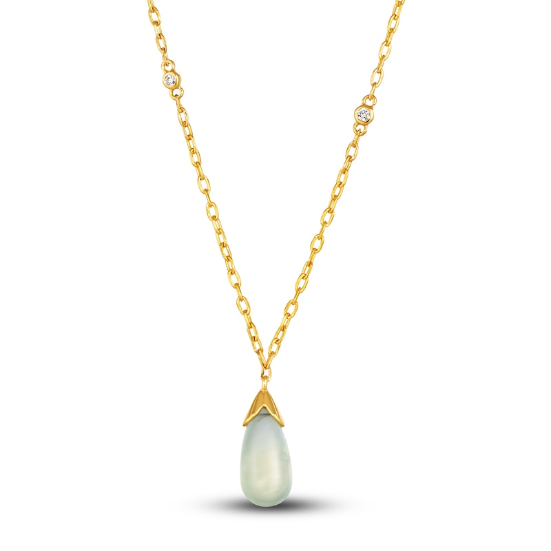 Main Image 1 of Le Vian Natural Prehnite Necklace Diamond Accents 14K Honey Gold