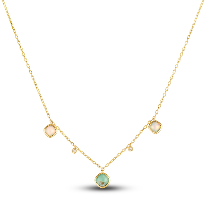 Le Vian Natural Aquaprase & Natural Opal Necklace 1/20 ct tw Round 14K ...