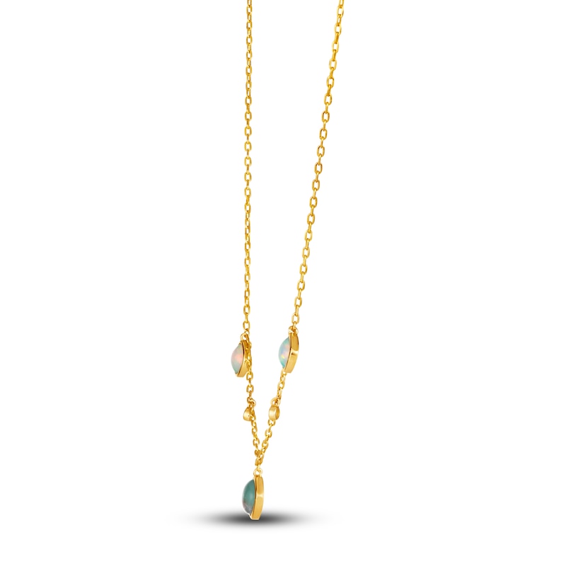 Main Image 2 of Le Vian Natural Aquaprase & Natural Opal Necklace Diamond Accents Round 14K Honey Gold
