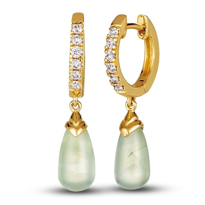 Le Vian Natural Prehnite Earrings 1/5 ct tw Diamonds 14K Honey Gold