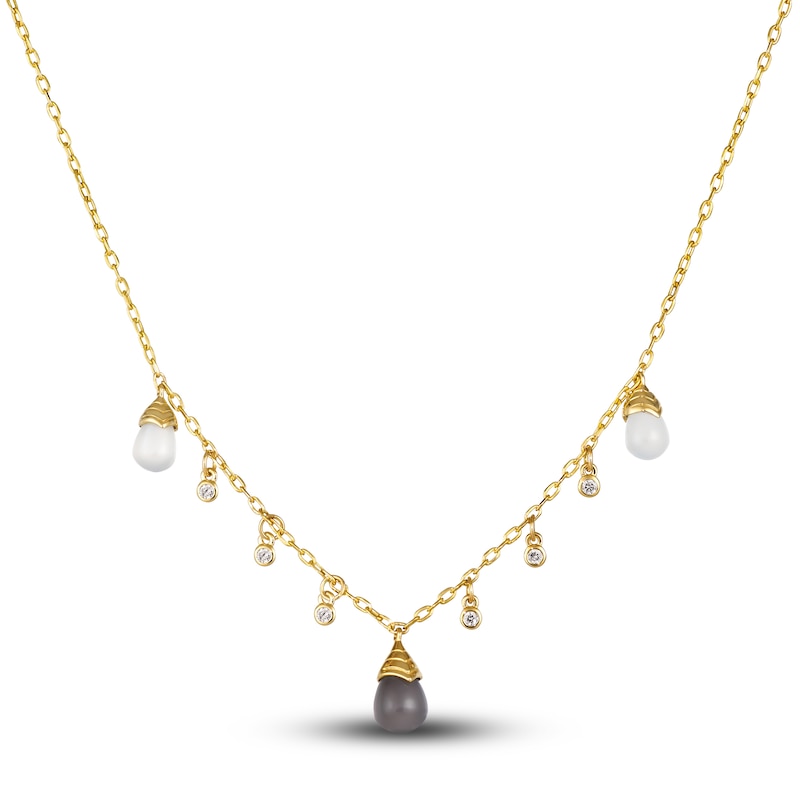 Main Image 1 of Le Vian Natural Moonstone Necklace 1/10 ct tw Diamonds 14K Honey Gold