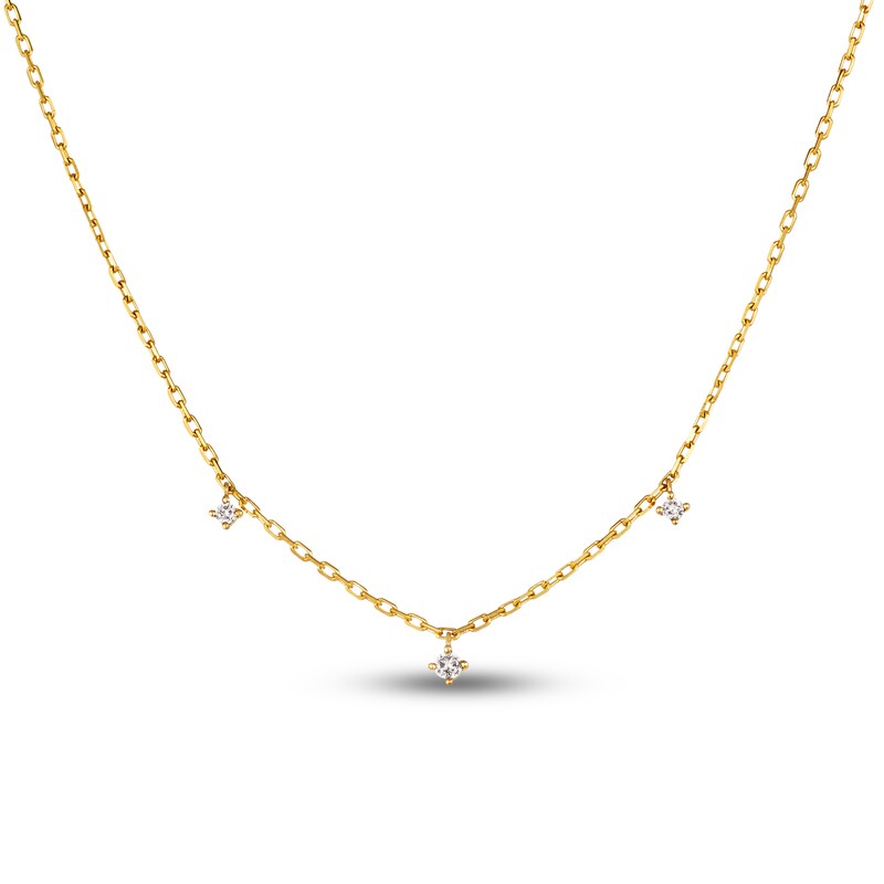 Main Image 1 of Le Vian Diamond Station Necklace 1/10 ct tw Round 14K Honey Gold 16" Adj.