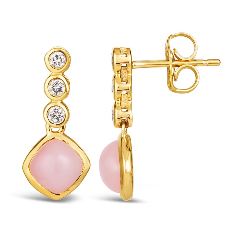 Main Image 2 of Le Vian Natural Opal Dangle Earrings 1/8 ct tw Diamonds 14K Honey Gold