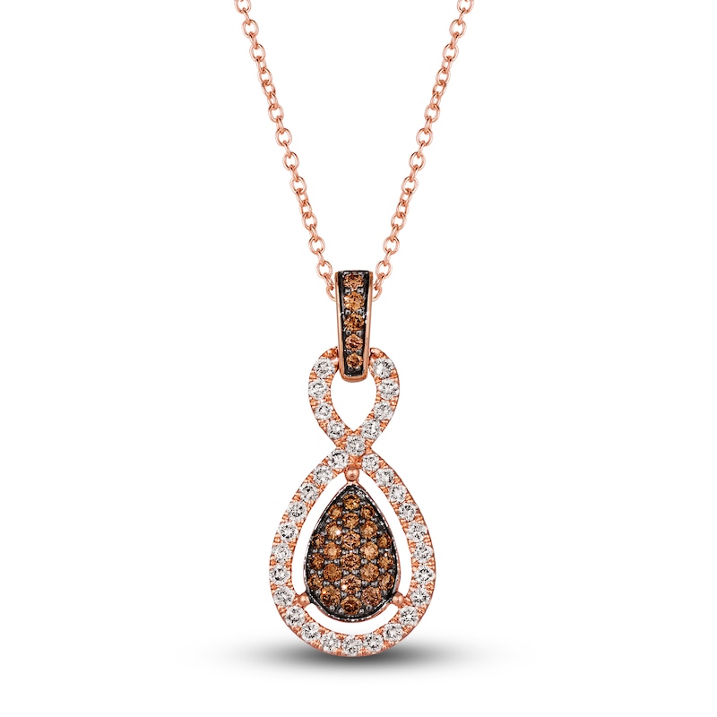 Main Image 1 of Le Vian Diamond Pendant Necklace 7/8 ct tw Round 14K Strawberry Gold 19"
