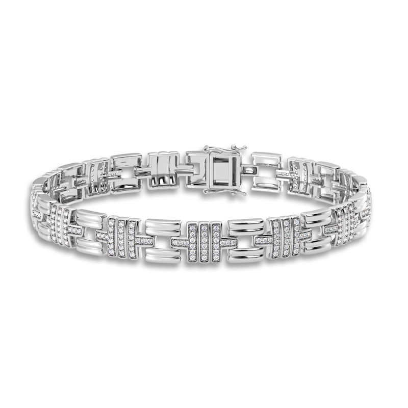 Men's Diamond Bracelet 1 ct tw Round 14K White Gold 8.5"