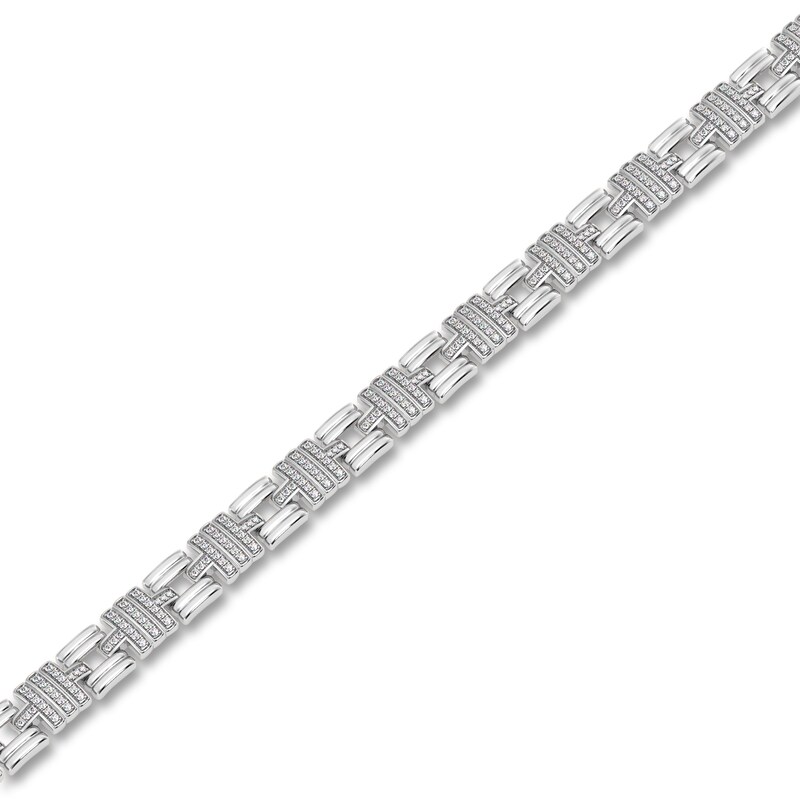 Men's Diamond Bracelet 1 ct tw Round 14K White Gold 8.5"