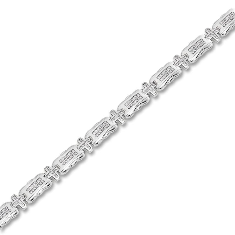 Men's Diamond Bracelet 1 ct tw Round 14K White Gold 8.5"