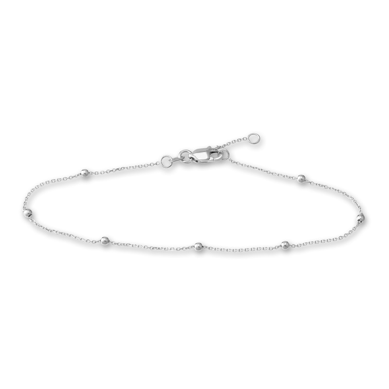 Main Image 1 of Beaded Station Bracelet 14K White Gold 7.5"