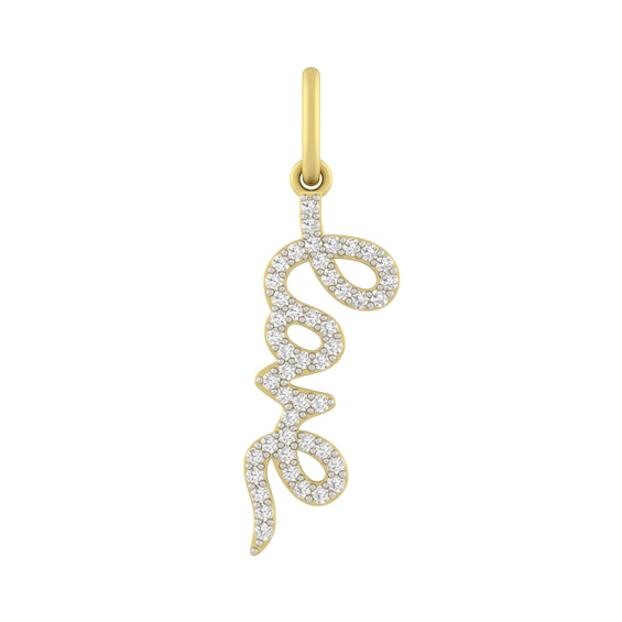 Sterling Silver or 10K Gold Love Charm with Lab-Created White Sapphires