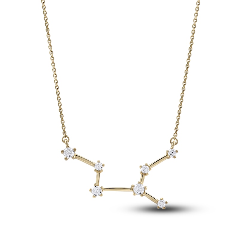 Main Image 1 of Diamond Virgo Constellation Necklace 1/6 ct tw Round 14K Yellow Gold