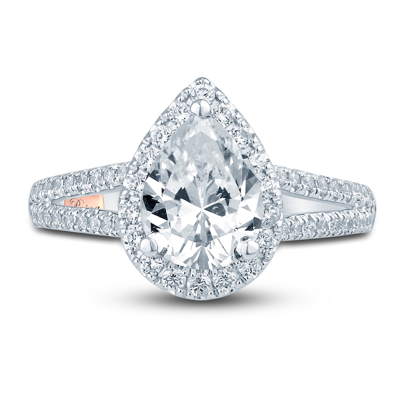 Pnina Tornai Lab-Created Diamond Engagement Ring 2-1/2 ct tw Pear/Round 14K White Gold