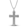 Thumbnail Image 2 of Men's Diamond Cross Pendant Necklace 1/4 ct tw Round Sterling Silver 22"