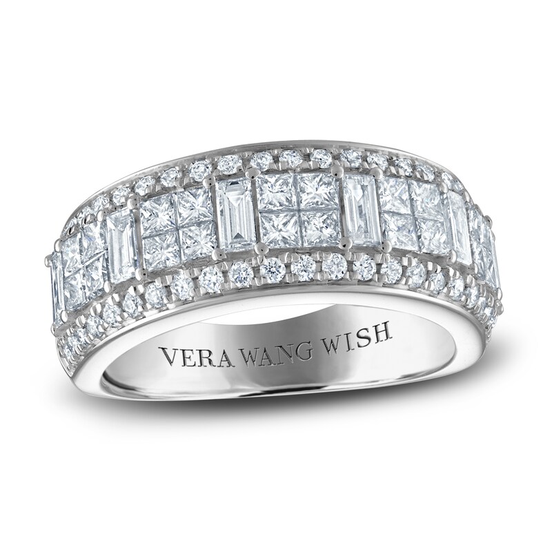 Vera Wang WISH Diamond Anniversary Band 1-1/2 ct tw Baguette/Princess/ Round 18K White Gold