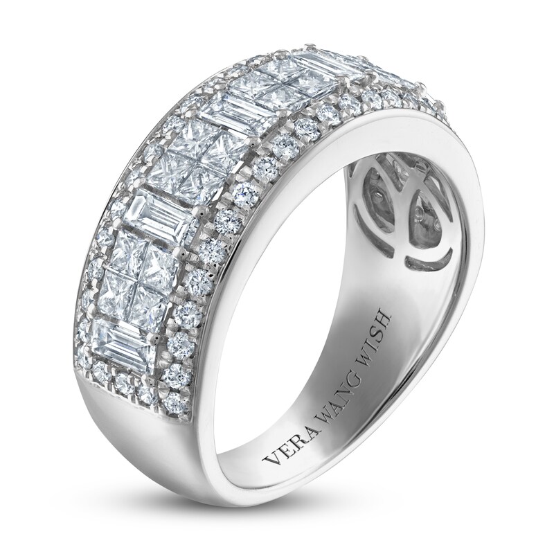 Vera Wang WISH Diamond Anniversary Band 1-1/2 ct tw Baguette/Princess/ Round 18K White Gold