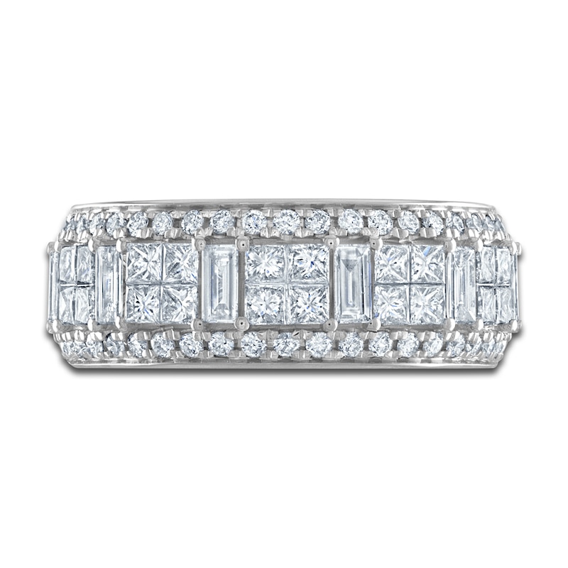 Vera Wang WISH Diamond Anniversary Band 1-1/2 ct tw Baguette/Princess/ Round 18K White Gold