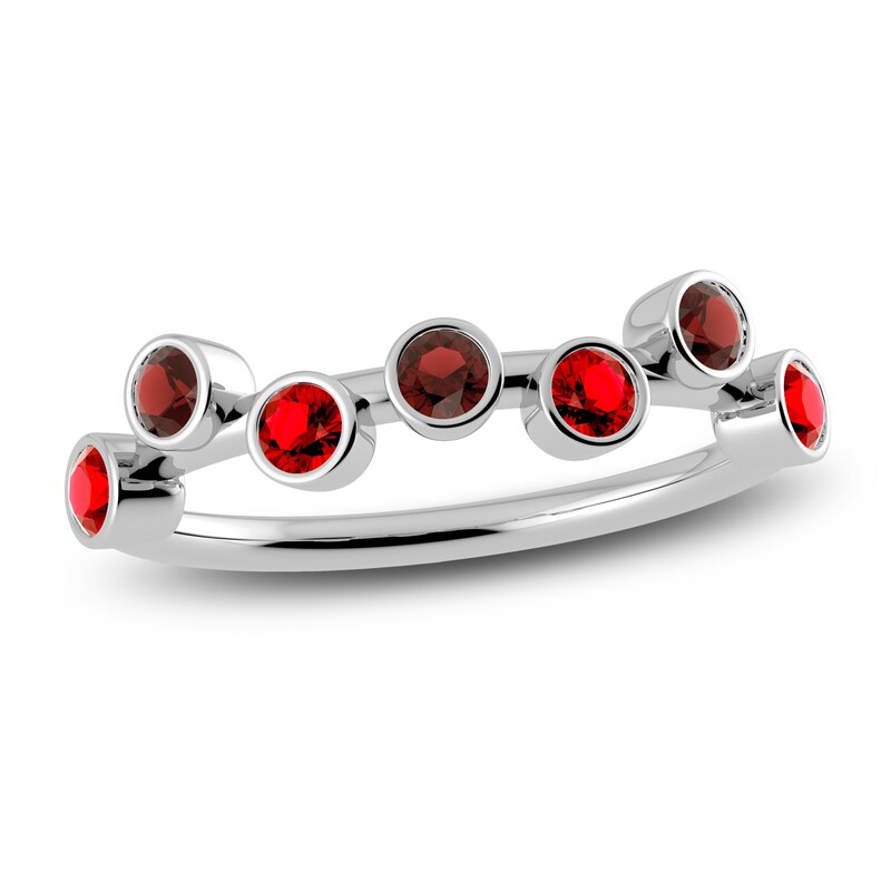Main Image 1 of Juliette Maison Natural Garnet & Natural Ruby Ring 10K White Gold