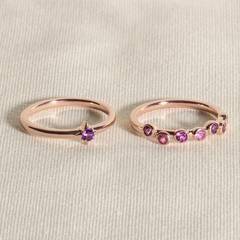 Main Image 4 of Juliette Maison Natural Garnet & Natural Ruby Ring 10K White Gold