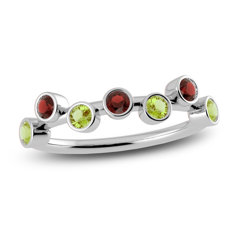 Main Image 1 of Juliette Maison Natural Garnet & Natural Peridot Ring 10K White Gold