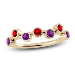 Juliette Maison Natural Amethyst & Natural Ruby Ring 10K Yellow Gold
