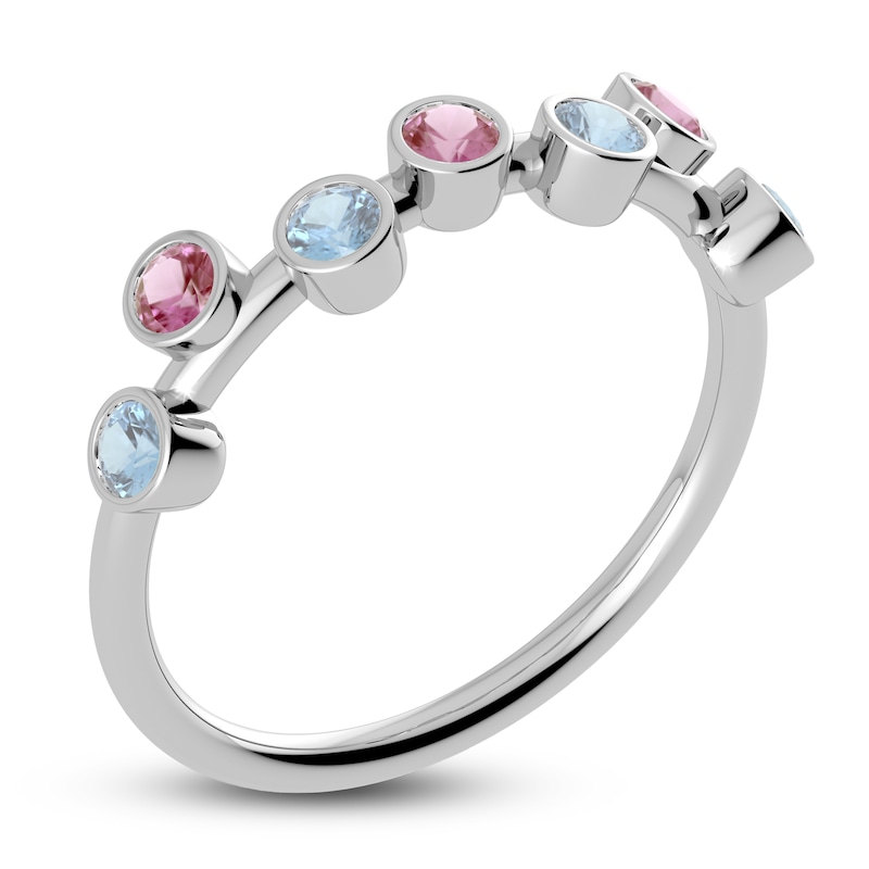 Main Image 2 of Juliette Maison Natural Pink Tourmaline & Natural Aquamarine Ring 10K White Gold