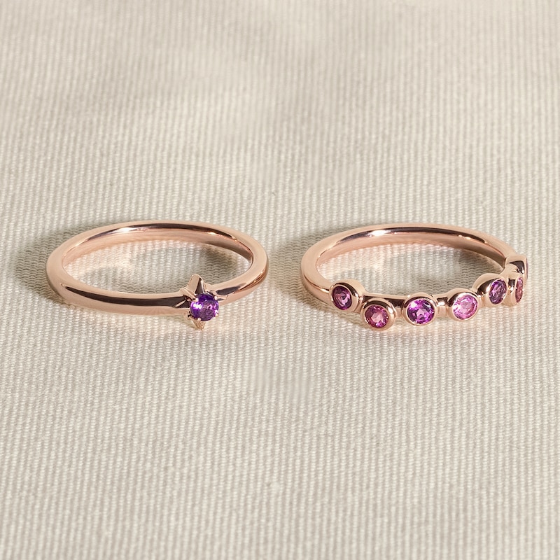 Main Image 4 of Juliette Maison Natural Pink Tourmaline & Natural Aquamarine Ring 10K White Gold