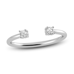 Juliette Maison Natural White Sapphire Cuff Ring 10K White Gold