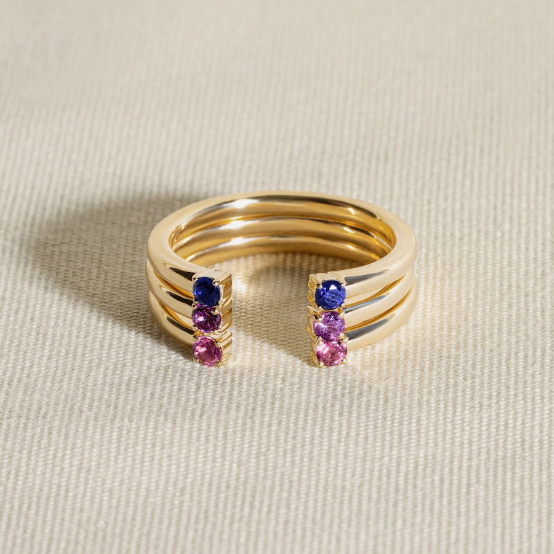 Main Image 4 of Juliette Maison Natural White Sapphire Cuff Ring 10K White Gold